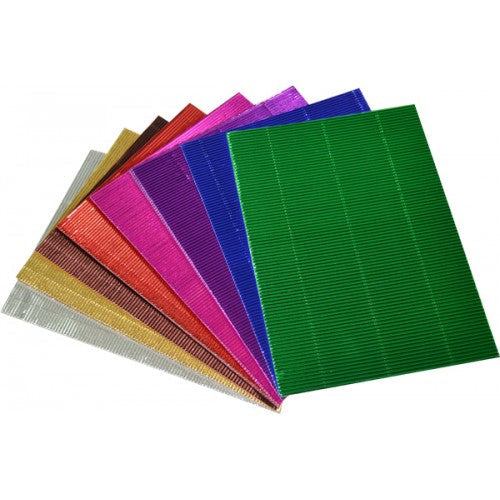Rainbow Metallic Corrugated Board A4 20 Sheets Assorted