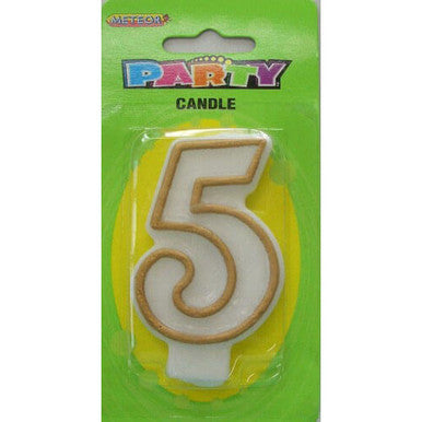 Meteor Party - Numeral Candle 5 Gold