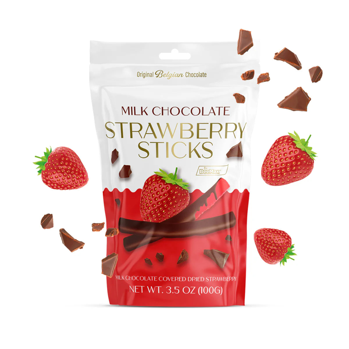 Milk Chocolate Covered Dried Strawberry Sticks 100g * 12 Pack