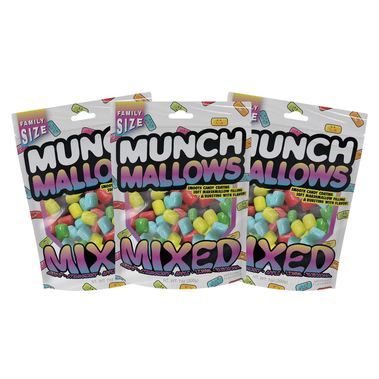 Munch Mallows Sweet & Crunchy Tutti Frooty Family Size 200g * 12 Pack