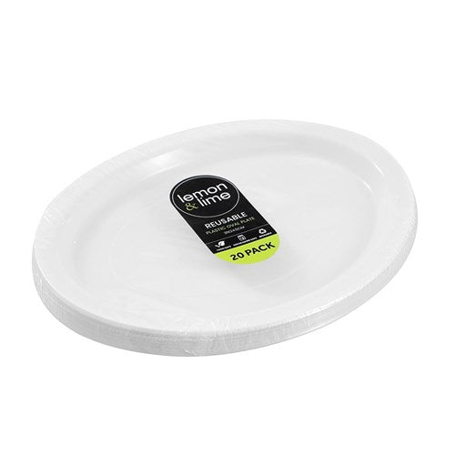 lemon & lime - REUSABLE PLASTIC OVAL PLATE 31X24.5CM 20PK