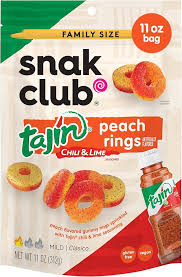 Snak Club Tajin Chili & Lime Peach Gummy Rings 142g * 6 Pack