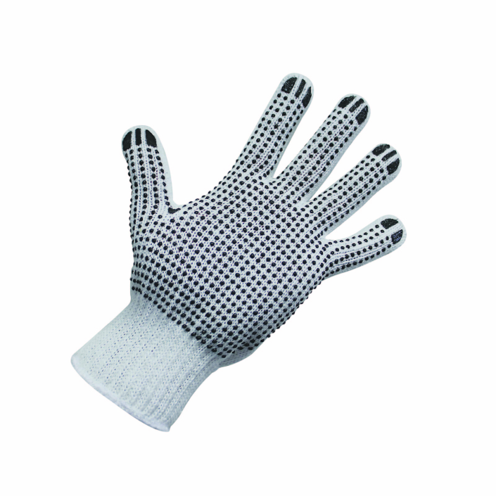 Bastion Knitted Polycotton Gloves Black PVC Dots