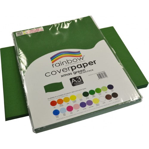 Rainbow A3 Cover Paper Xmas Green 100 Sheets