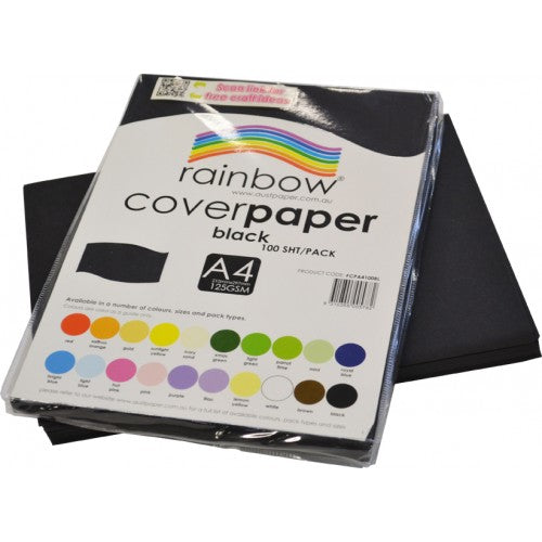 Rainbow A4 Cover Paper Black 100 Sheets