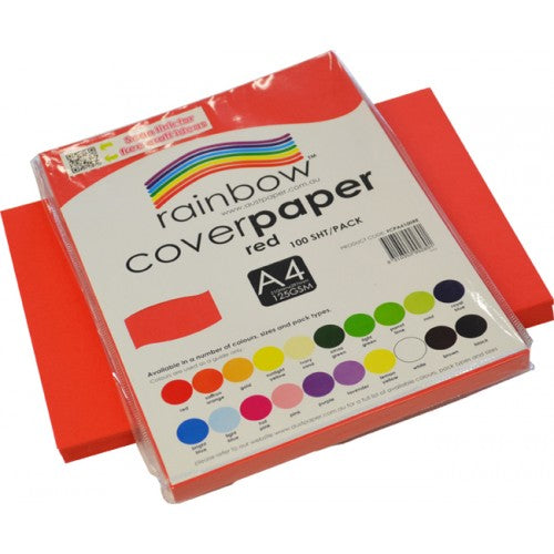 Rainbow A4 Cover Paper Red 100 Sheets