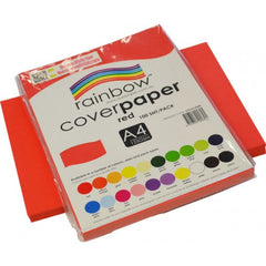 Rainbow A4 Cover Paper Red 100 Sheets