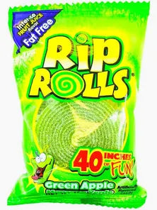 Rip Rolls Sour Candy Belt - Green Apple 40g * 24 Pack