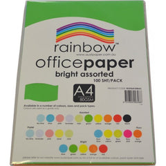 Rainbow Office Paper A4 75gsm 100 Sheets Bright Assorted