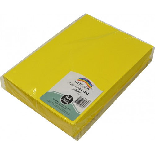 Rainbow System Board 200GSM A4 200 Sheets Yellow