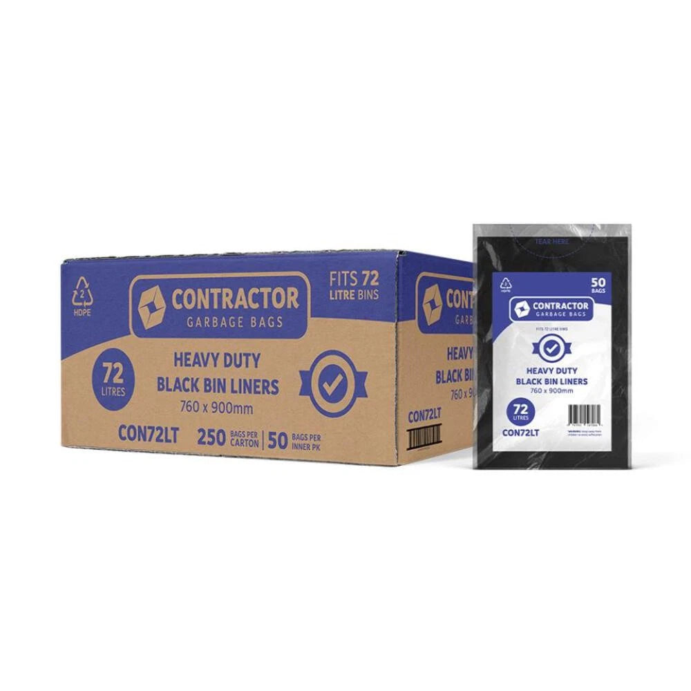 Bundle Contractor - Garbage Bags - Heavy Duty Bag Liners 72L 5x50pcs