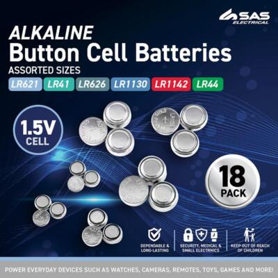 SAS Button Cell Batteries Assorted 18 Pack