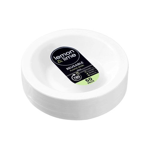Bundle Lemon & lime - REUSABLE PLASTIC SERVING BOWL 18CM VALUE 6 x 50PK