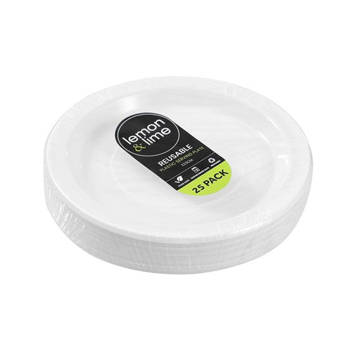 Bundle Lemon & lime - REUSABLE PLASTIC SERVING PLATE 22.5CM 12 x 25PK