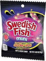Swedish Fish Mini Glow Ups Soft Chewy Candy Bag 87g * 12 Pack