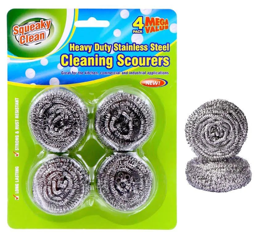 4pk Stainless Steel Cleaning Scourers