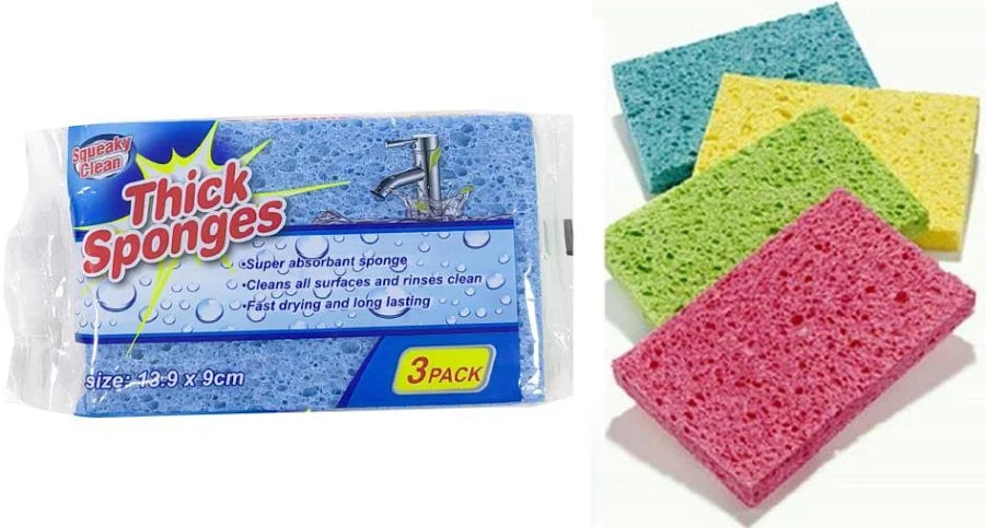 3PK Thick Kitchen Sponges-13.9CM x 9CM