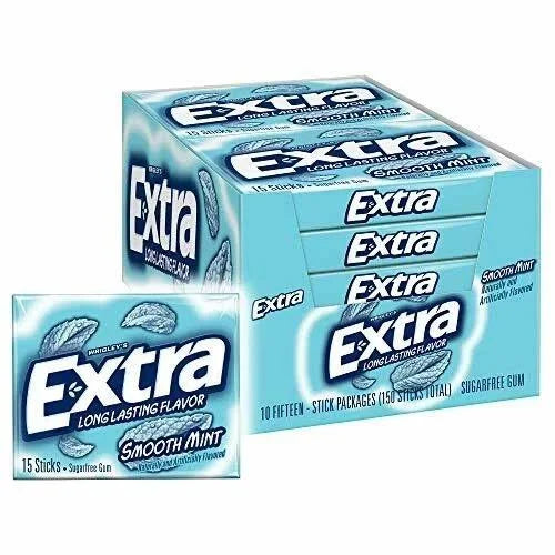 Wrigley's - Extra - Smooth Mint Chewing Gum 15 Sticks x 10 Pack