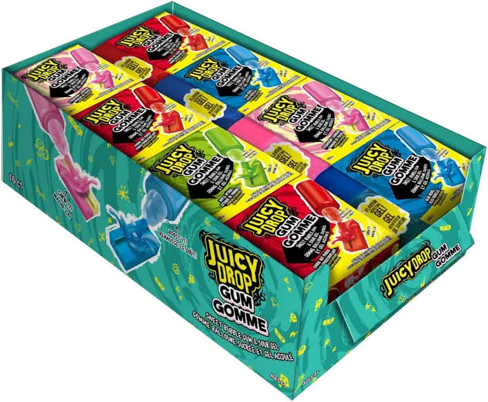 Juicy Drop Gum Sweet Bubble Gum Pack with Sour Gel Applicator 22g x 24 pack