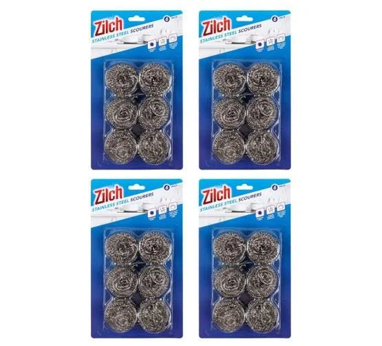 Zilch Stainless Steel Scourers 6pk