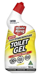 WHITE KING 700mL TOILET GEL WITH ADDED STAIN REMOVER HOSPITAL GRADE LEMON