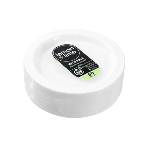 Bundle Lemon & lime - REUSABLE PLASTIC SIDE PLATE 18CM VALUE 6 x 50PK