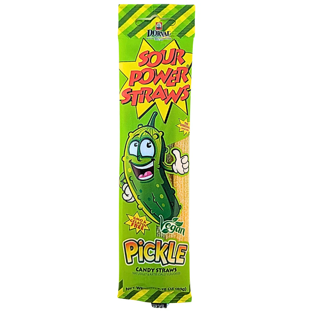 Sour Power Candy Straws - Pickle 50g * 24 Pack