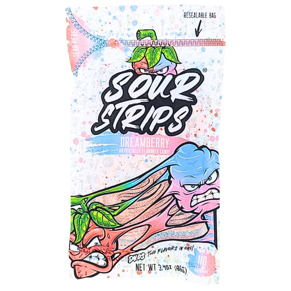 Sour Strips Candy Bag 96g * 12 Pack - Dream Berry