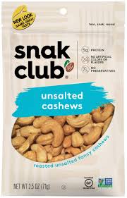 Snak Club Unsalted Cashews 71g * 6 Bags