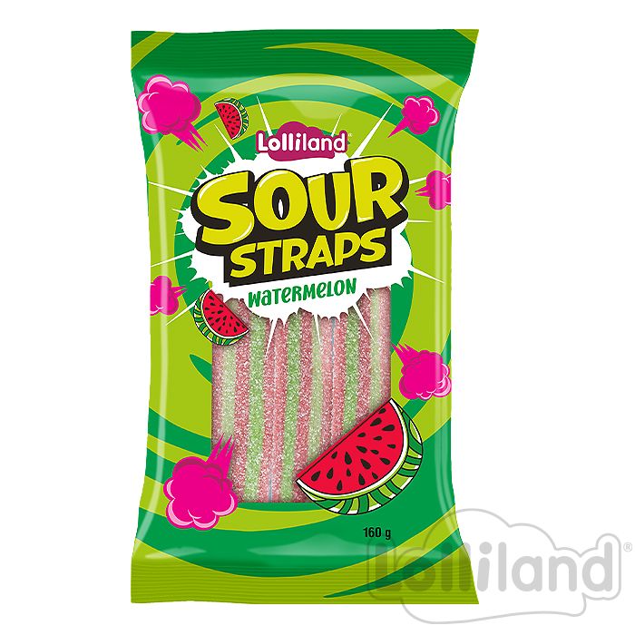 LL SOUR STRAPS W/MELON 160G*12
