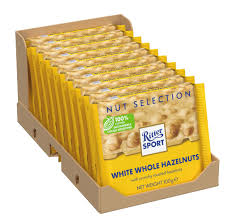 Ritter Sport Chocolate Block - White Whole Hazelnuts 100g * 10 Pack